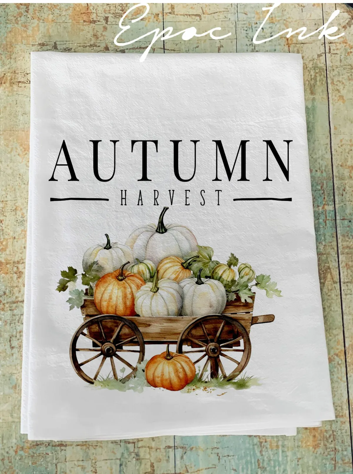 Fall pumpkin flour sack towel