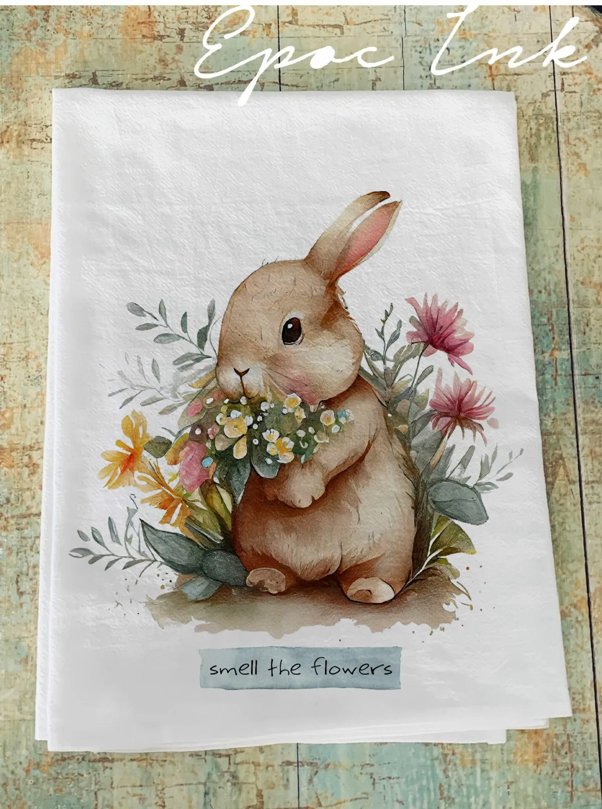 Spring Bunny flour sack towel